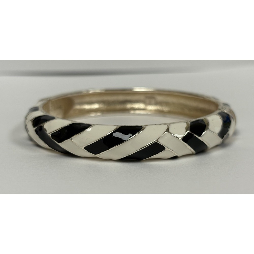 Vintage Spring Close BRACELET bangle Stacking Talbots, Size 7, Black White